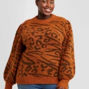 🖤 Ava & Viv Animal Print Puff Sleeve Sweat